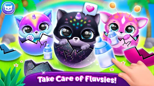 Fluvsies Pocket World customization screen with pet accessories